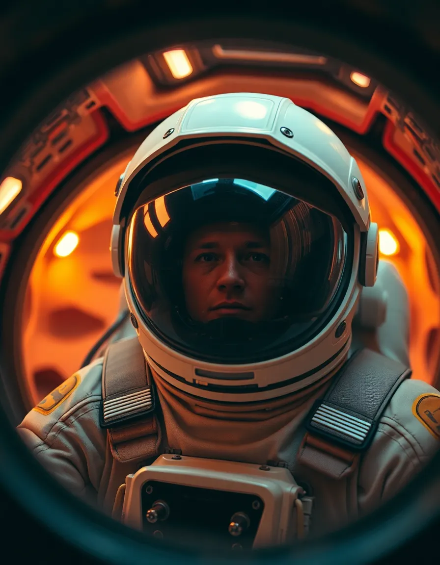 Astronaut Inside Futuristic Mars Habitat