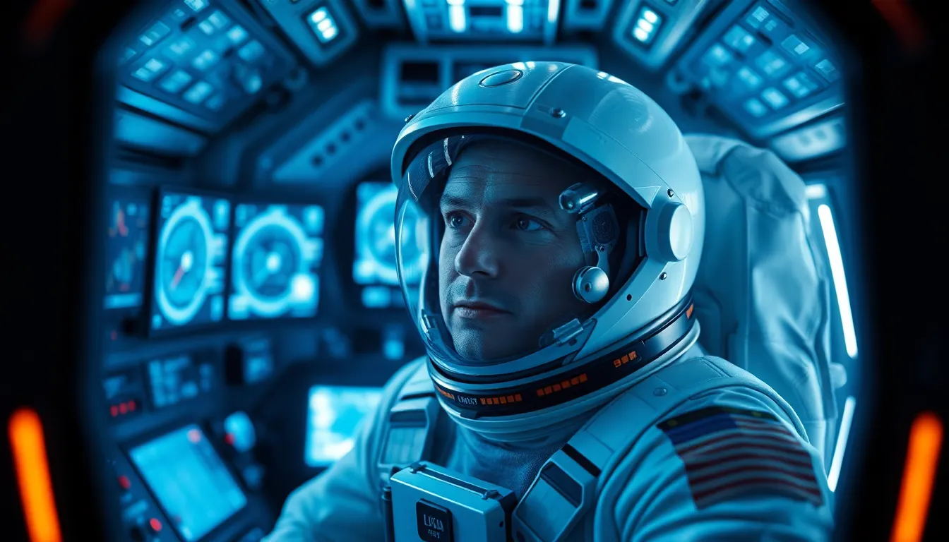 Astronaut in Spacecraft Cockpit