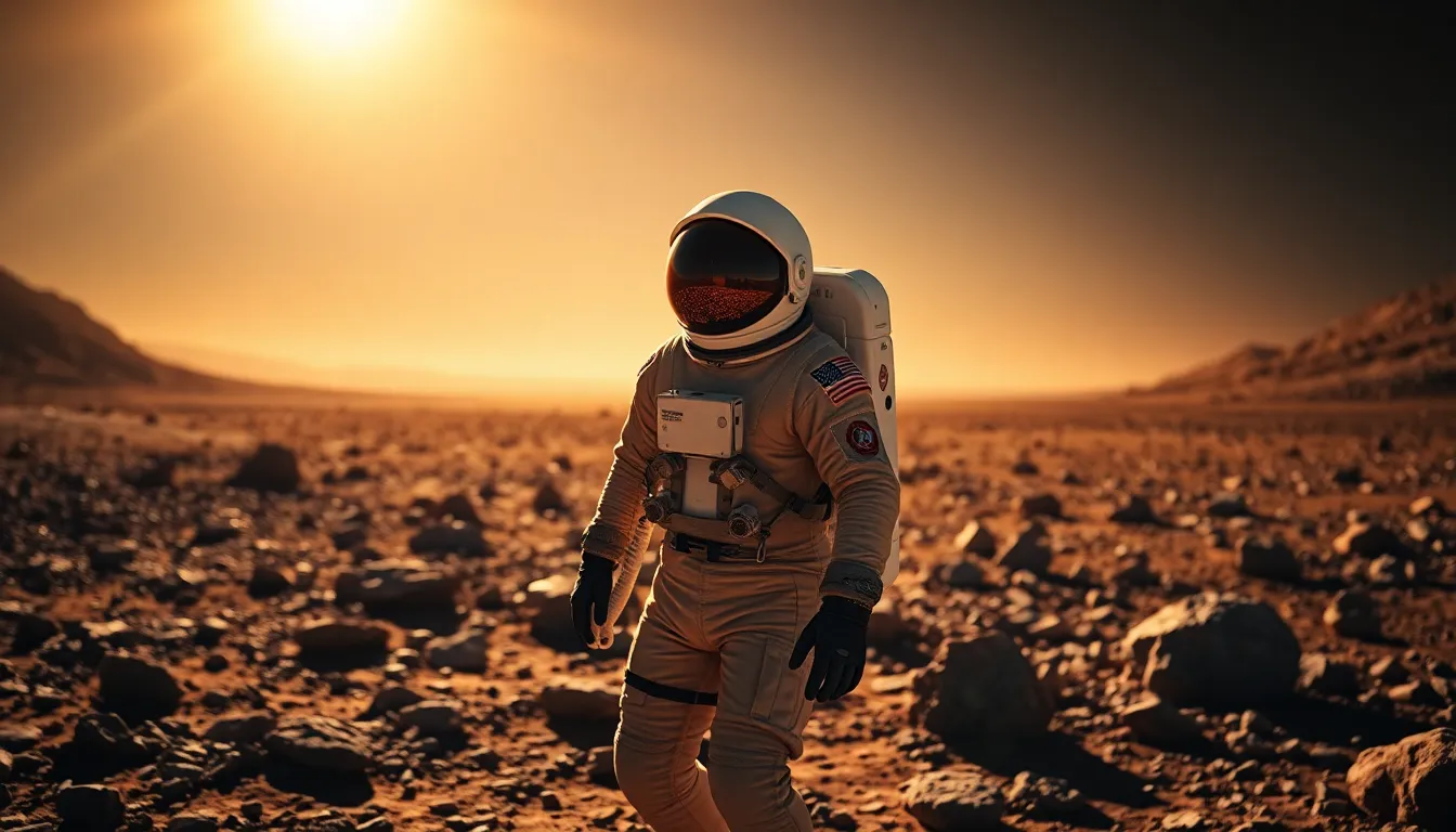 Astronaut Exploring Alien Landscape