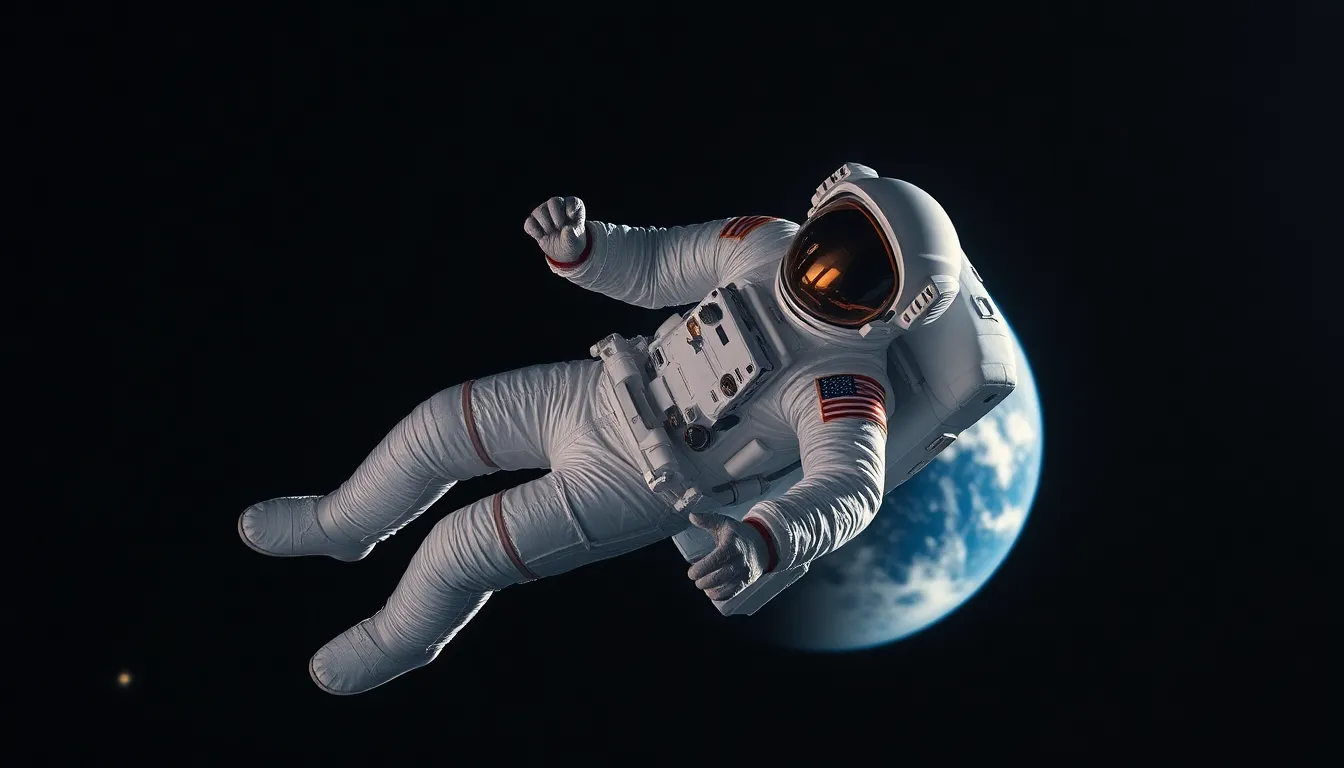 Astronaut Floating in Space with Earth Background