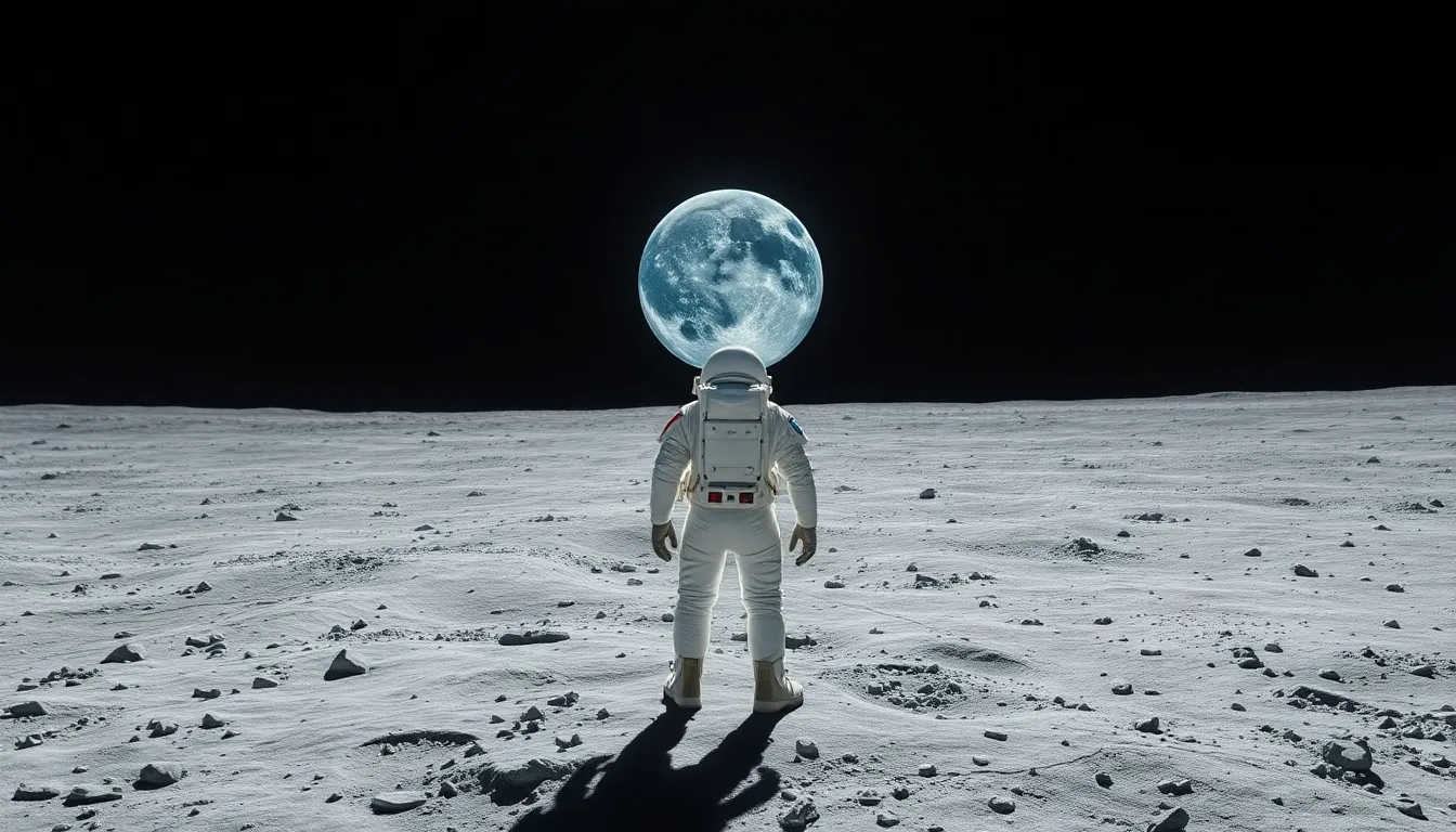 Astronaut Gazing at Earthrise on the Moon