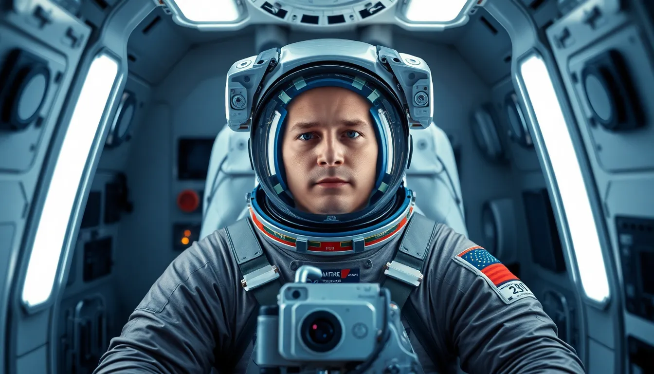 Astronaut Conducting Press Conference in Orbit