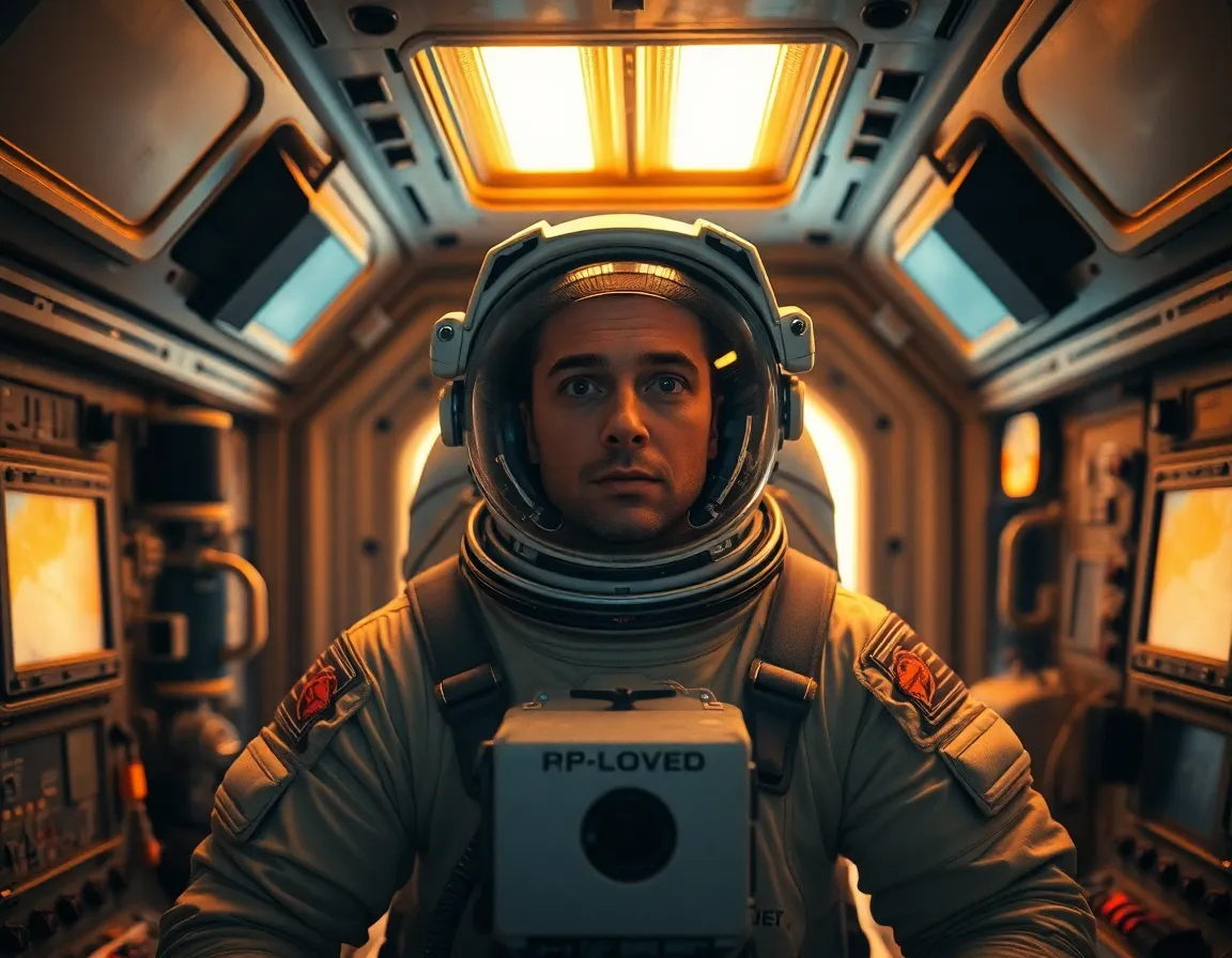 Astronaut Preparing for Space Launch Inside Cockpit