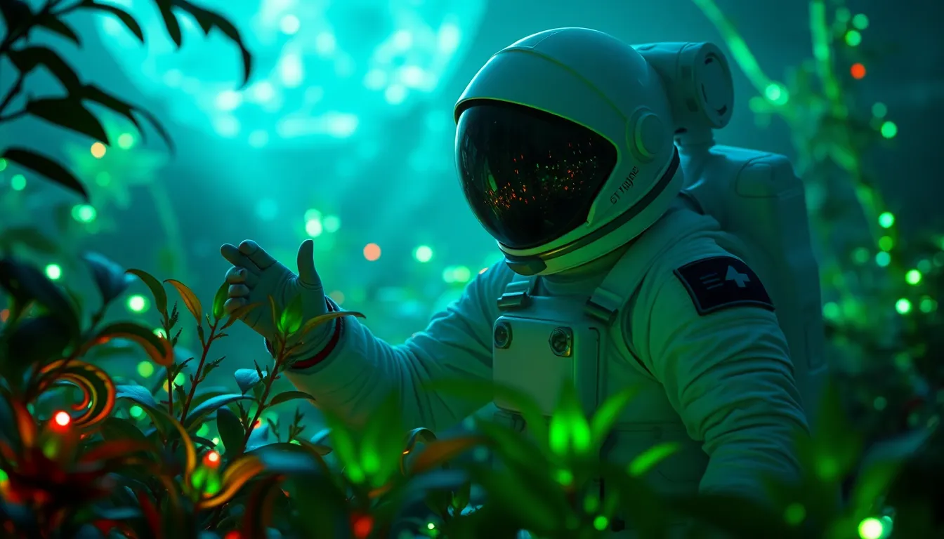Astronaut Exploring Alien Flora