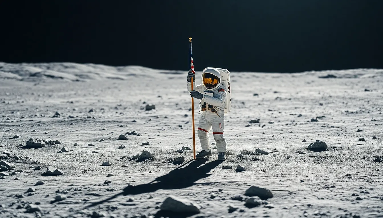 Astronaut Planting Flag on the Moon