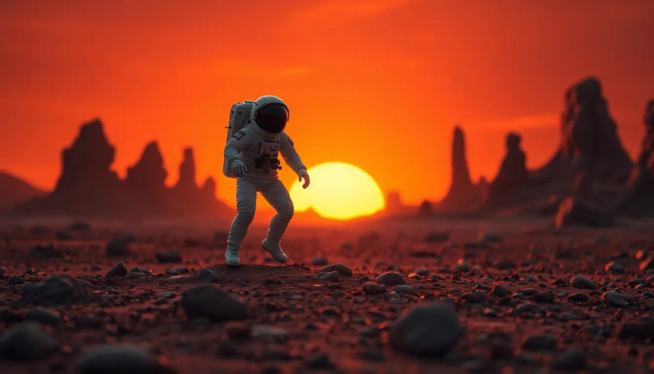 Astronaut Landing on Alien Planet
