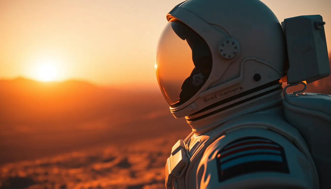 Astronaut Gazing at Martian Horizon