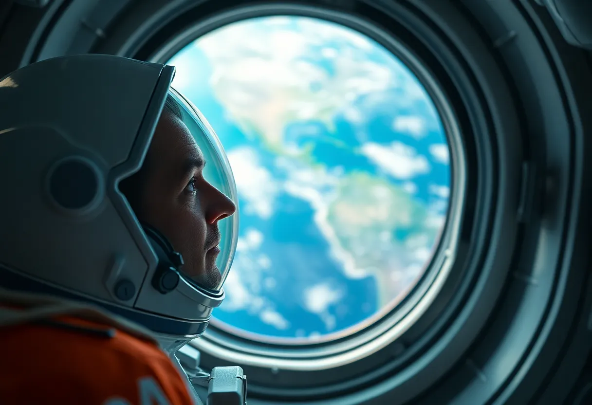 Astronaut Gazing at Earth