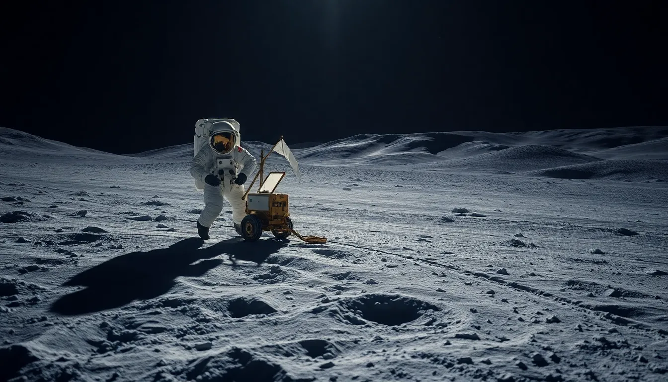 Astronaut Researching on Moon Surface