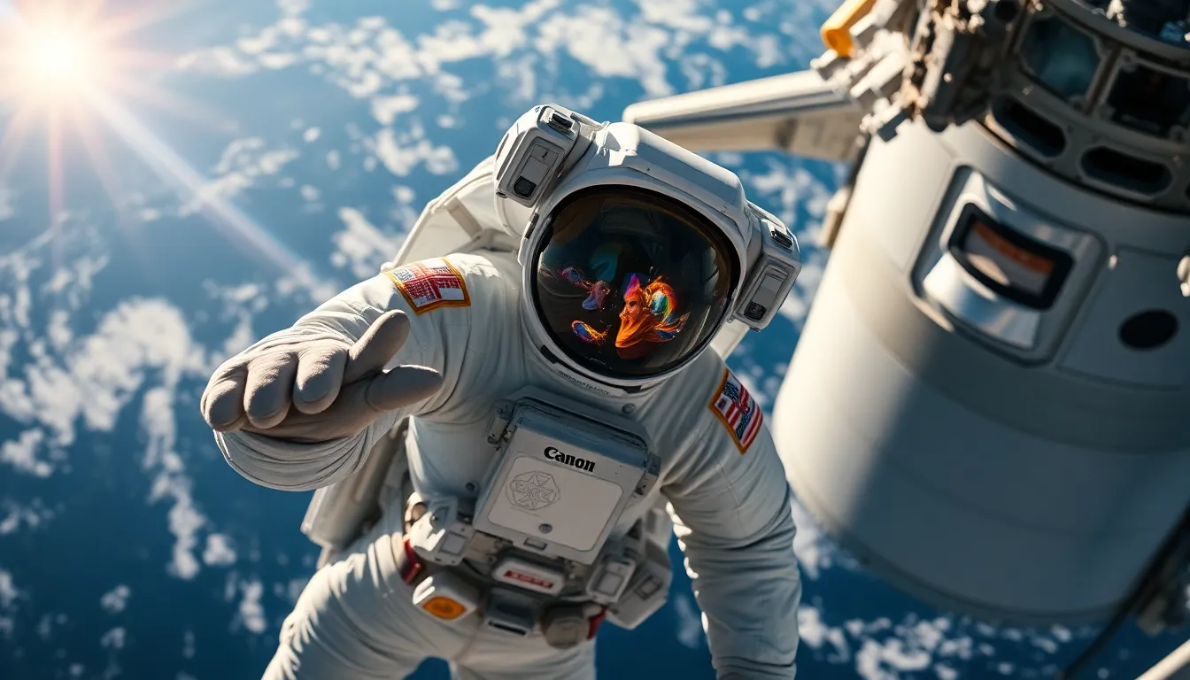 Astronaut Spacewalk with Earth in Background
