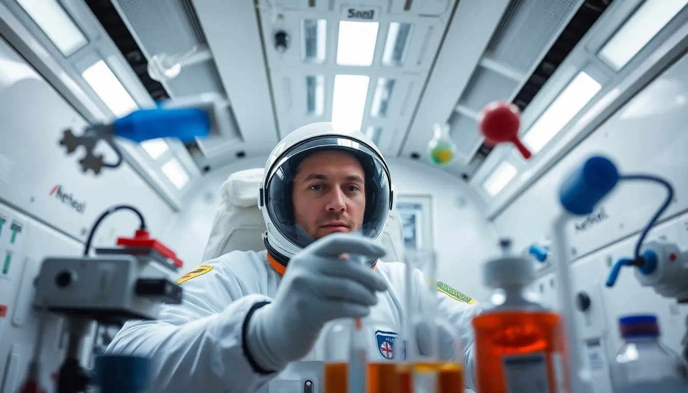 Astronaut Conducting Experiments in Zero Gravity