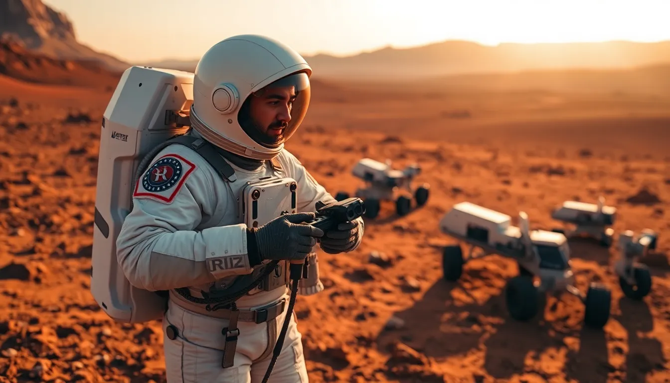 Astronaut Conducting Research on Mars