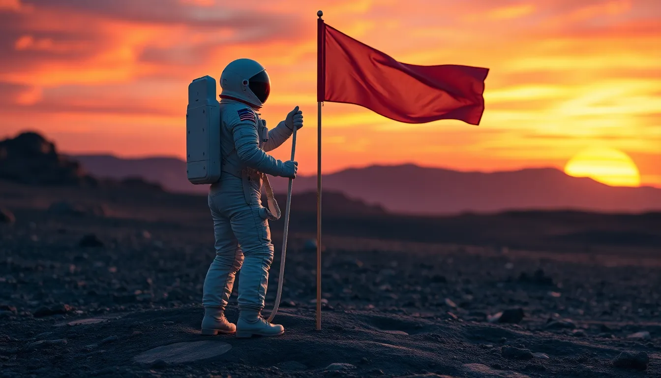 Astronaut Planting Flag on Exoplanet