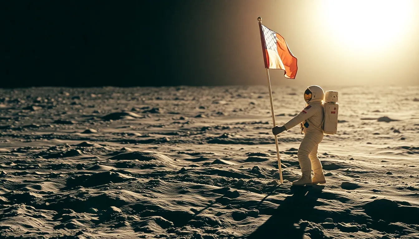 Astronaut Planting Flag on the Moon