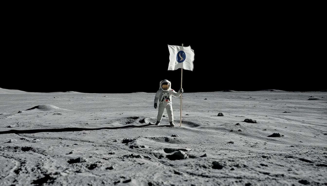 Astronaut Planting Flag on the Moon