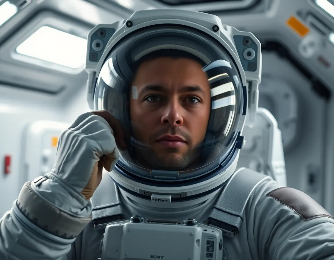 Astronaut Preparing for Spacewalk Inside Spacecraft