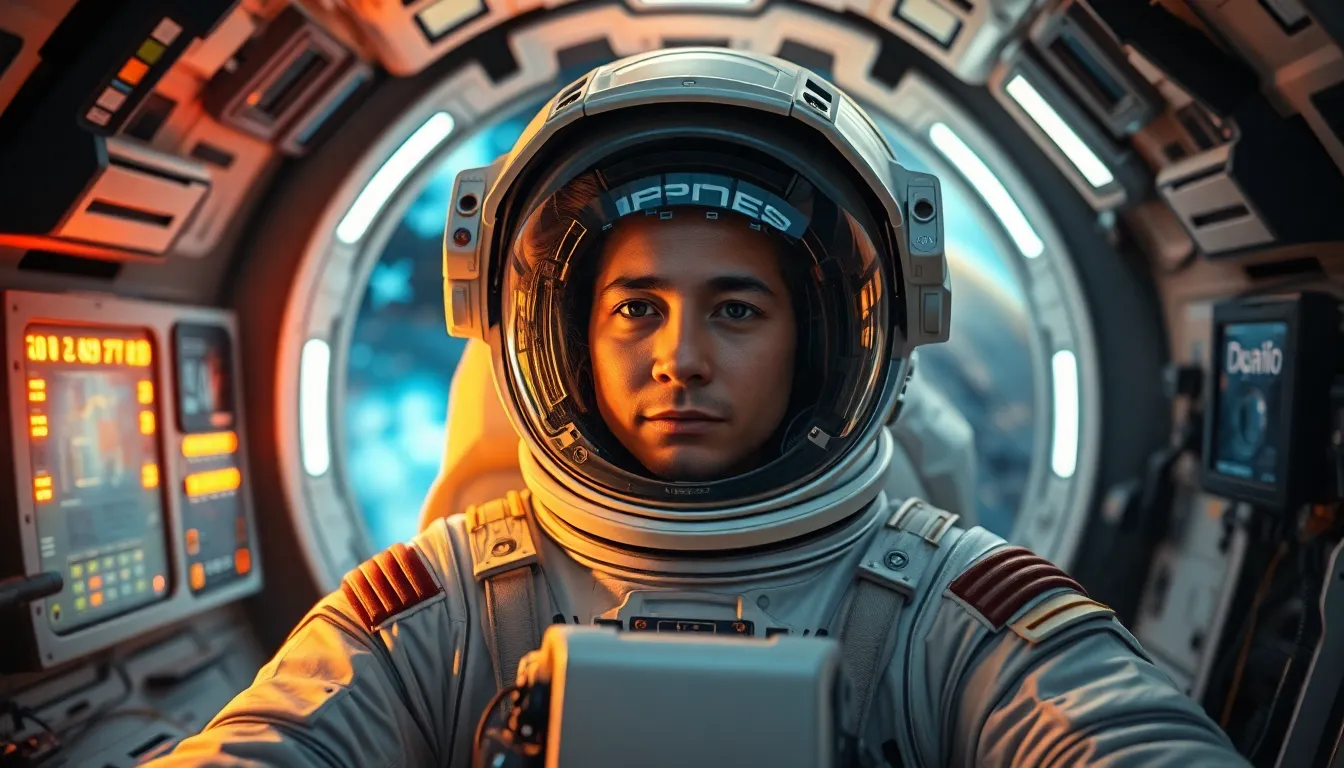 Astronaut Preparing for Launch in Capsule