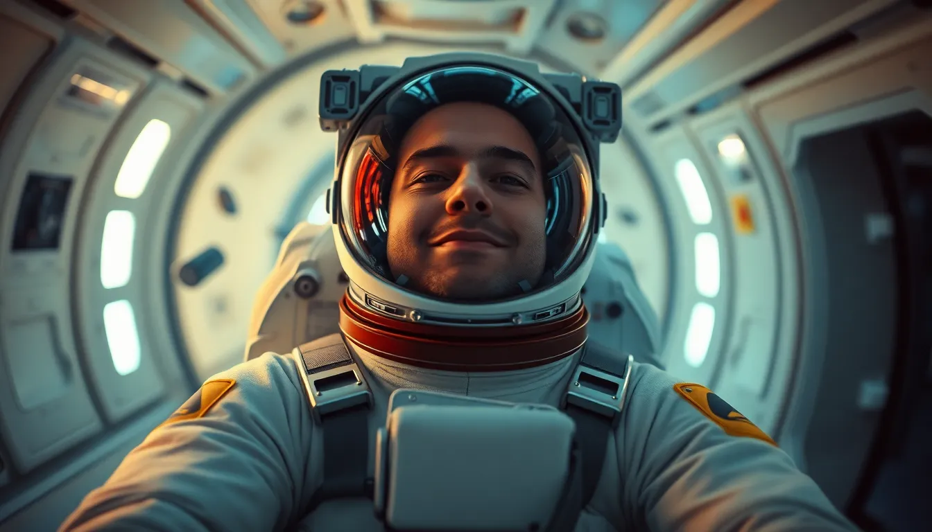 Astronaut Relaxing in Zero-Gravity Lounge