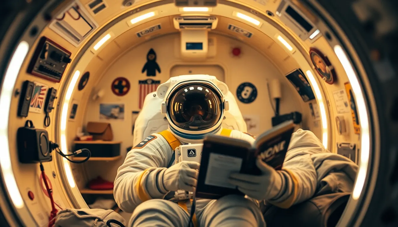 Astronaut Relaxing Inside Space Habitat