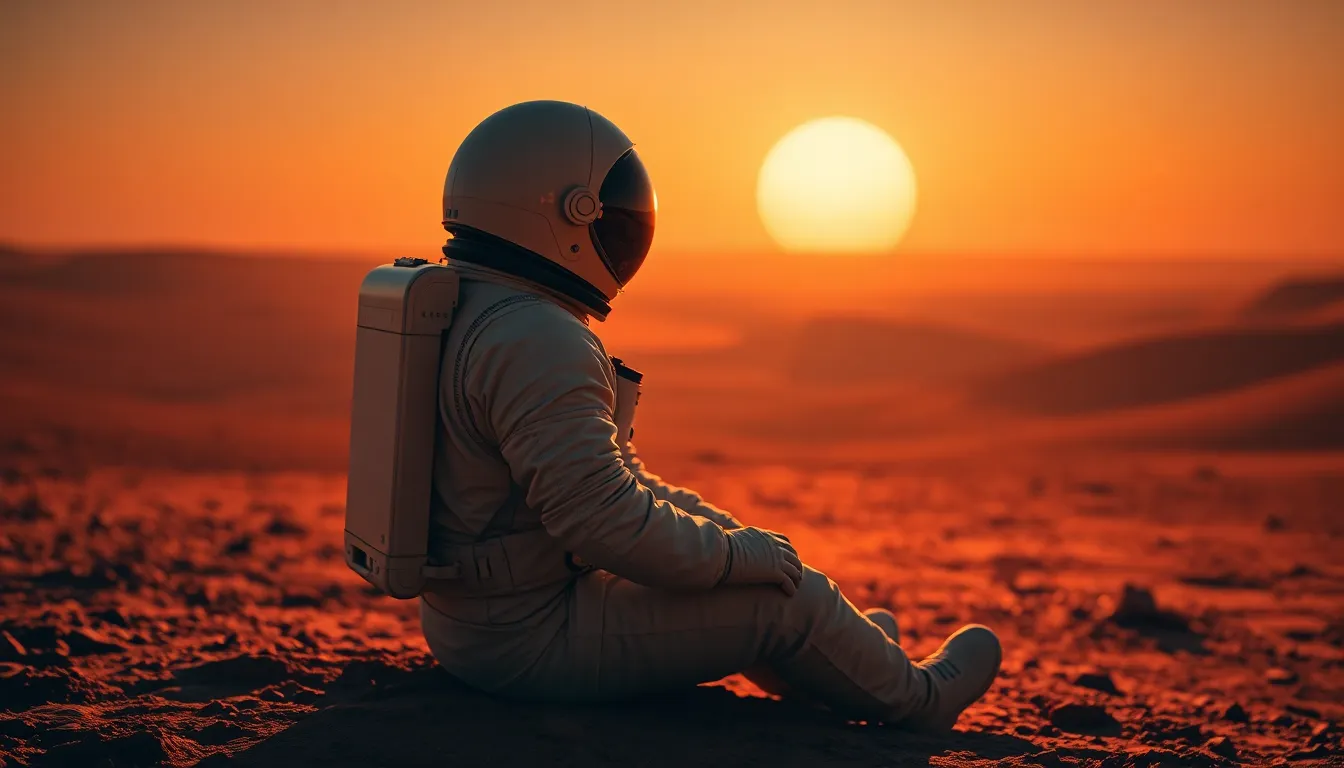 Astronaut on Martian Horizon