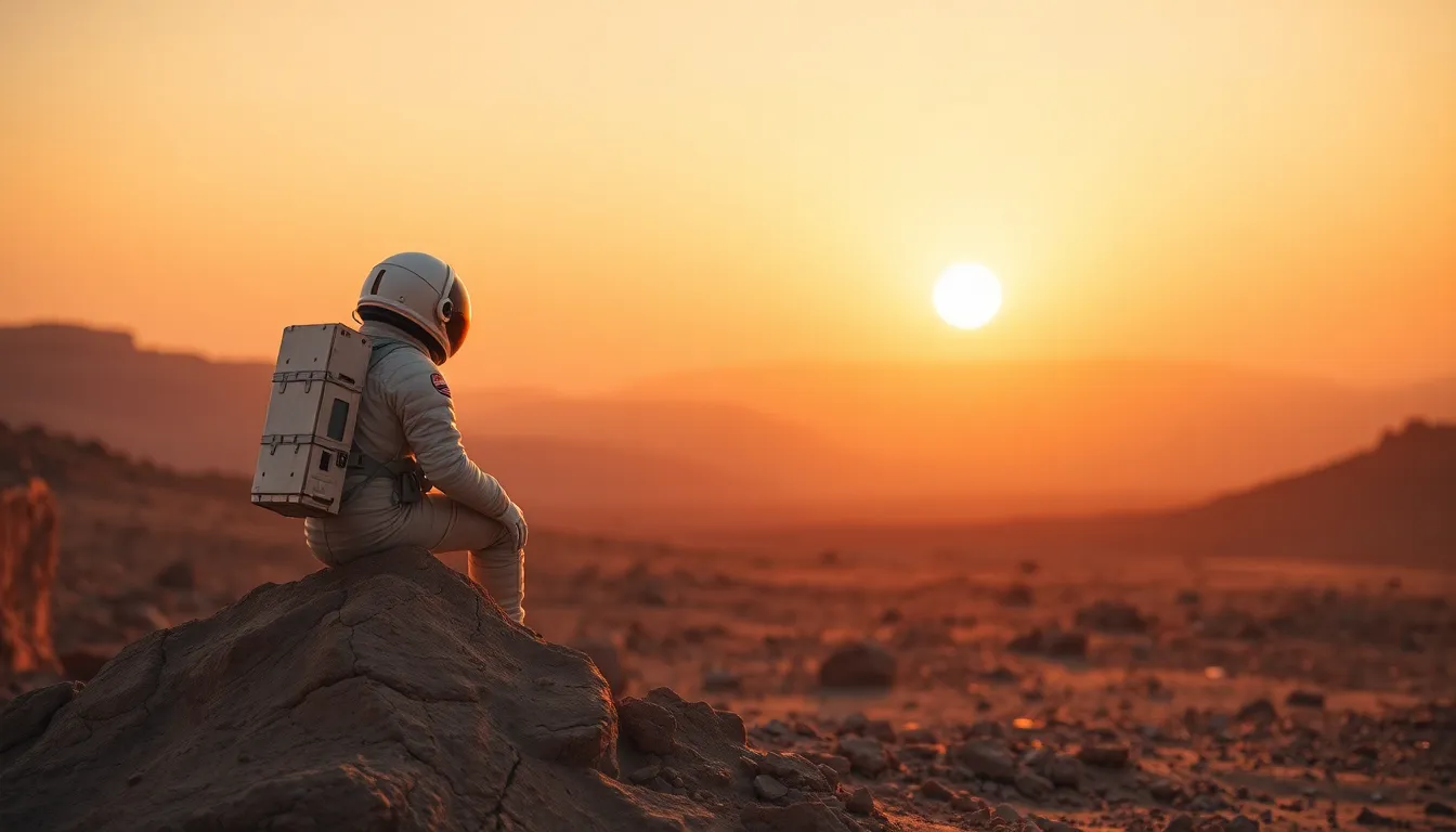 Astronaut Gazing at Martian Sunrise