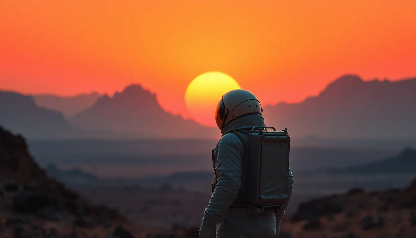 Astronaut Gazing at Martian Horizon