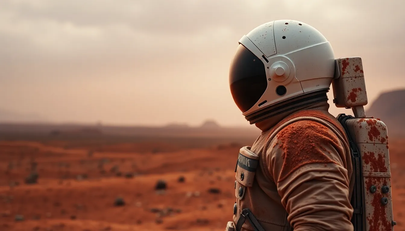 Astronaut Exploring the Martian Landscape