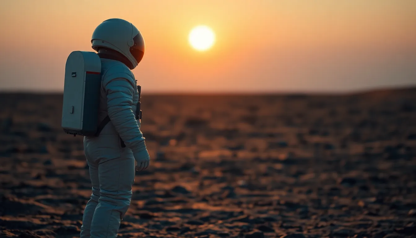 Astronaut on the Moon at Sunrise