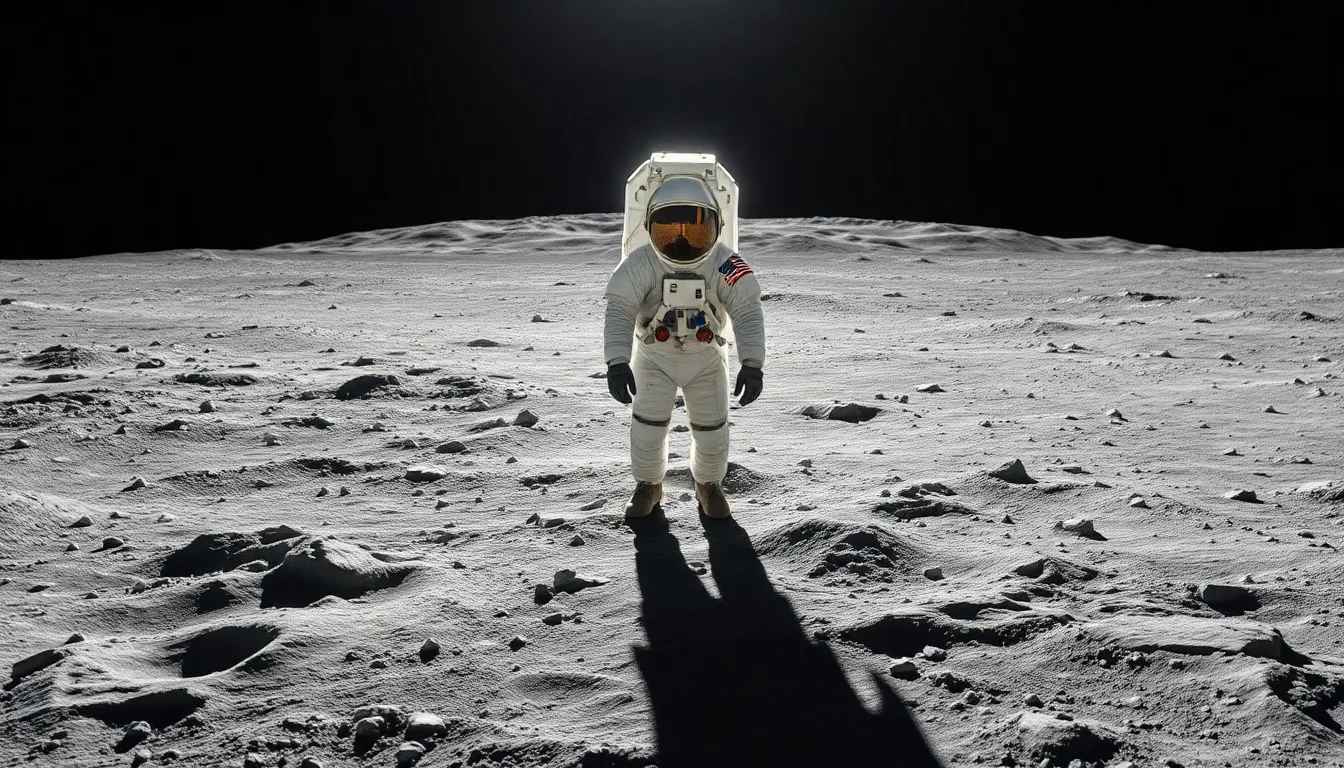 Astronaut Standing on the Moon's Surface