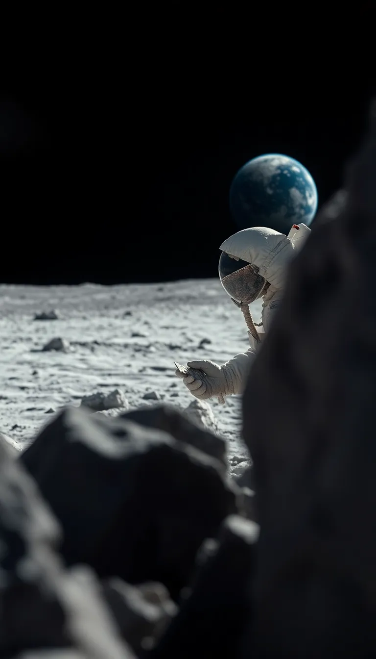 Astronaut Analyzing Lunar Sample