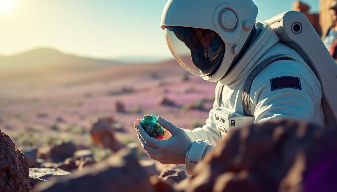 Astronaut Analyzing Alien Samples
