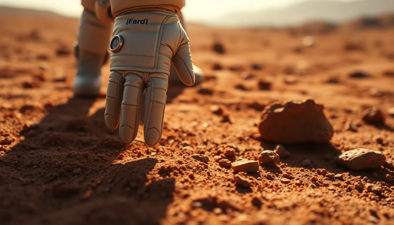 Astronaut Touching Mars Surface