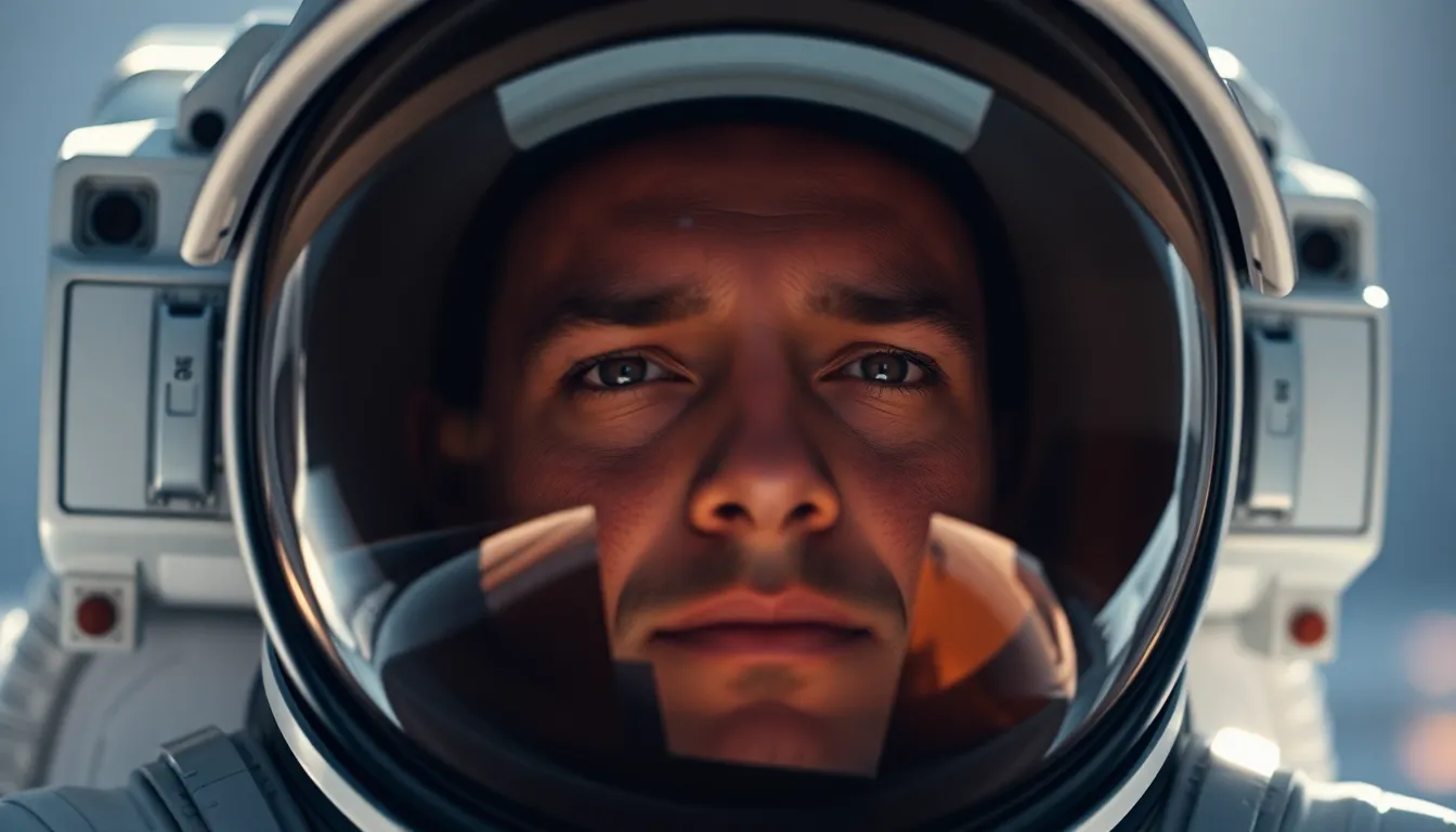 Reflected Space Station in Astronaut's Helmet Visor