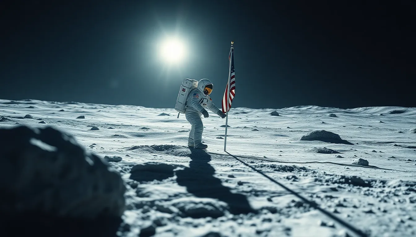 Astronaut Planting Flag on the Moon