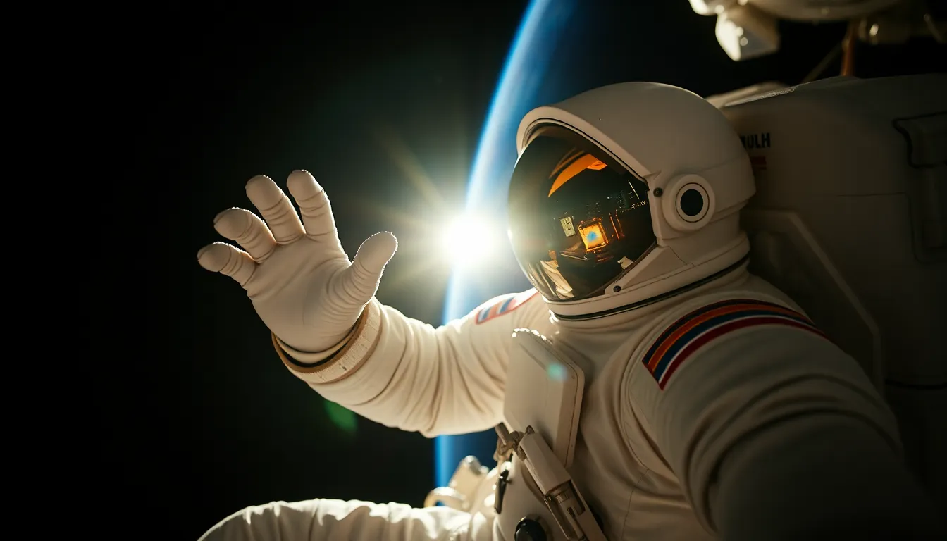 Astronaut Performing a Spacewalk Outside the Spacecraft