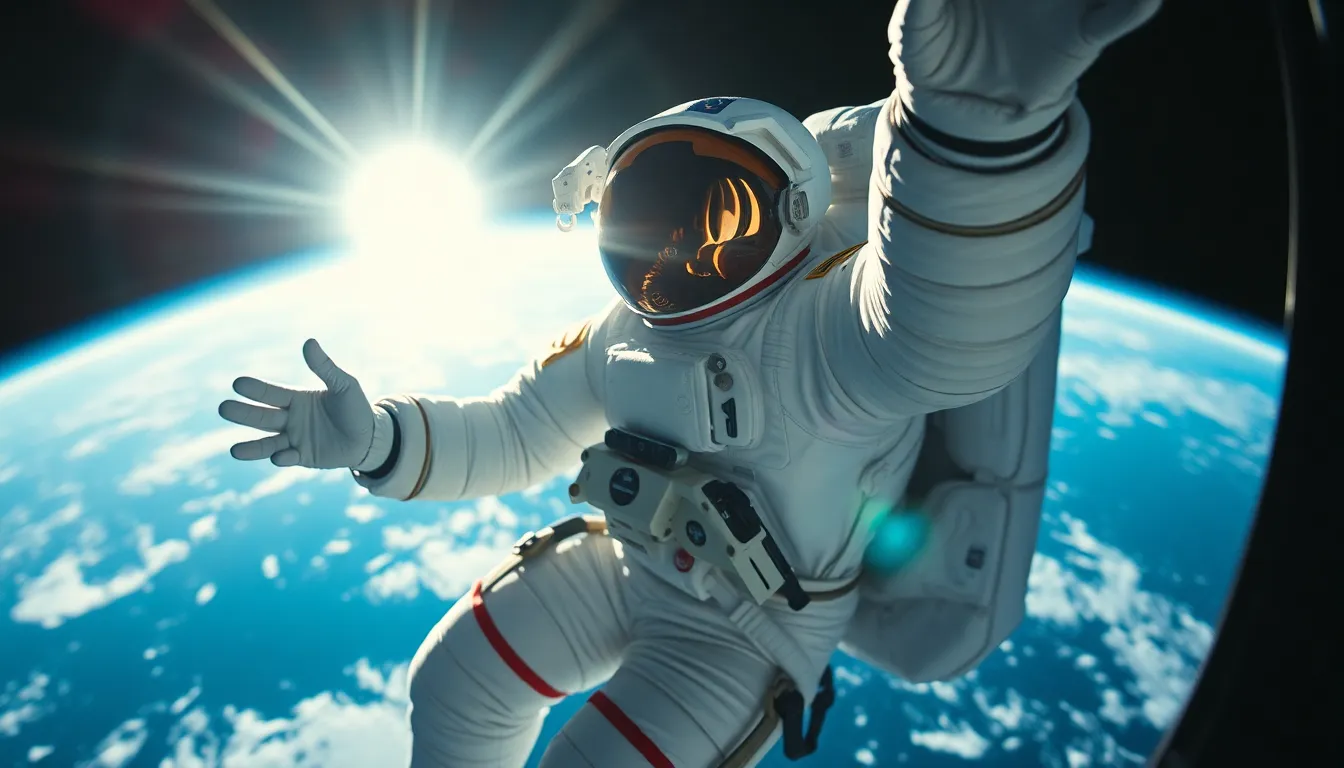 Astronaut Floating in Space in Microgravity