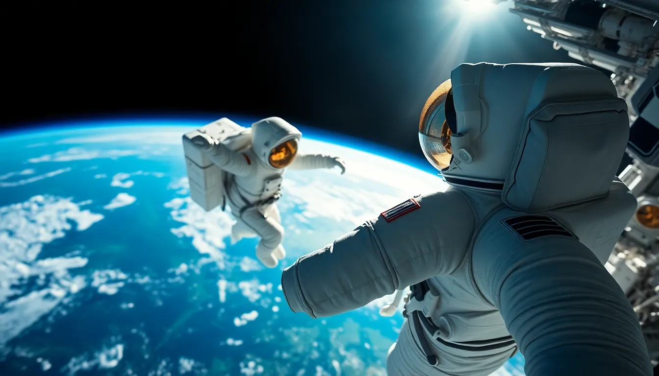 Astronaut Spacewalk Outside the ISS