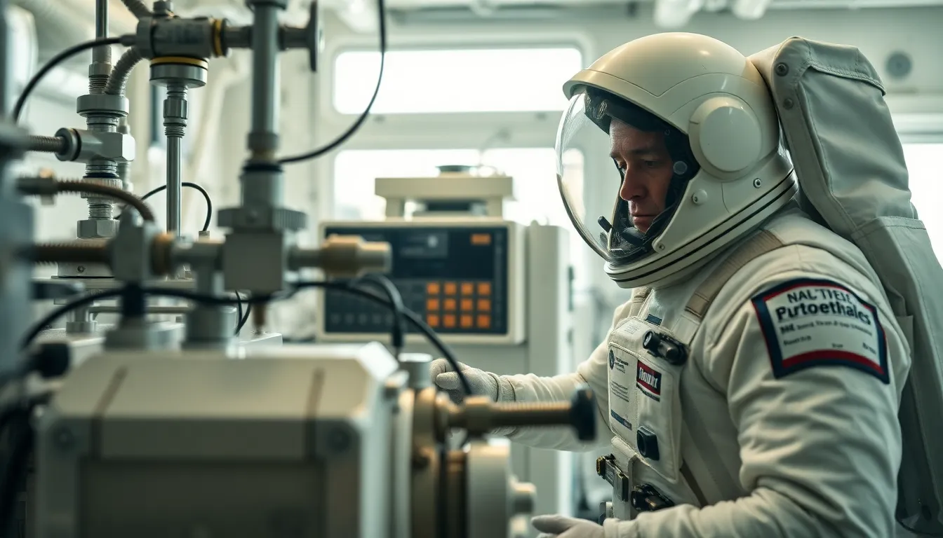 Astronaut Conducting Experiments in Space Lab