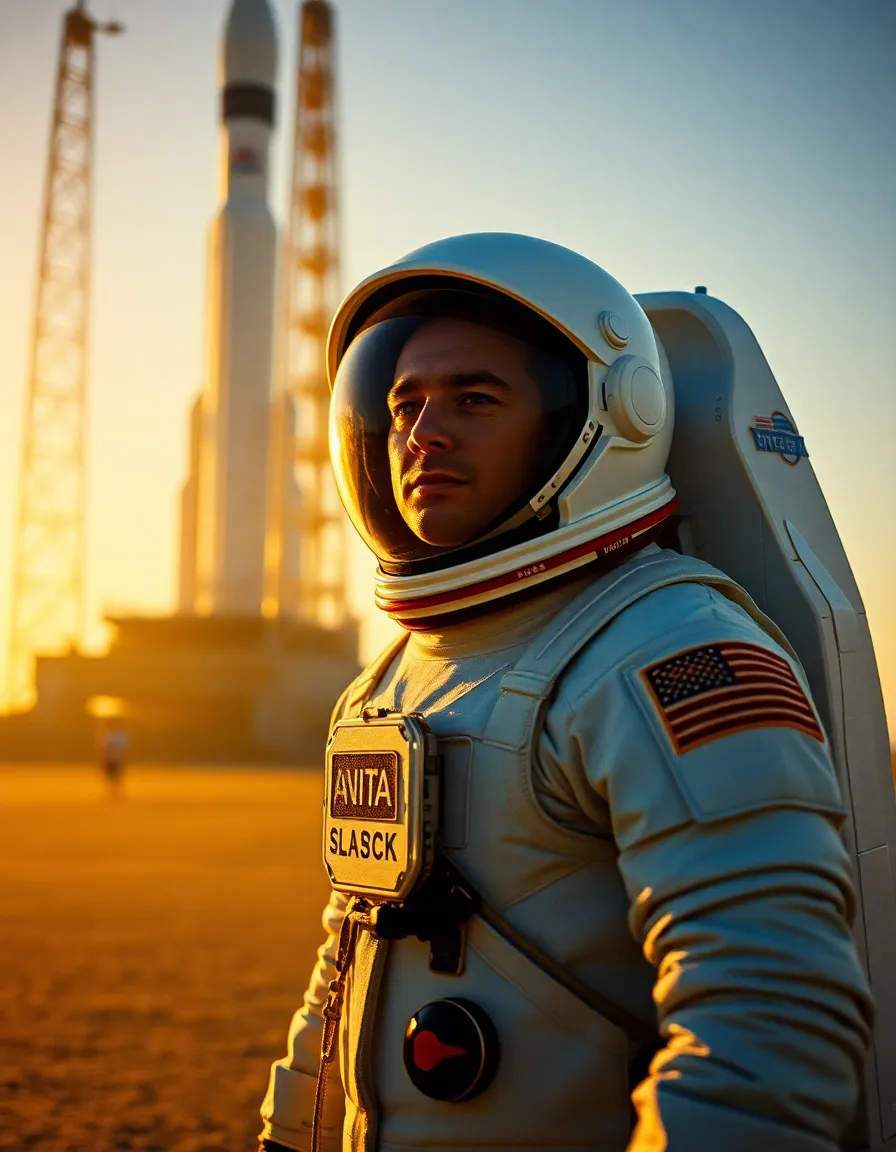 Astronaut Preparing for Launch at the Launch Pad