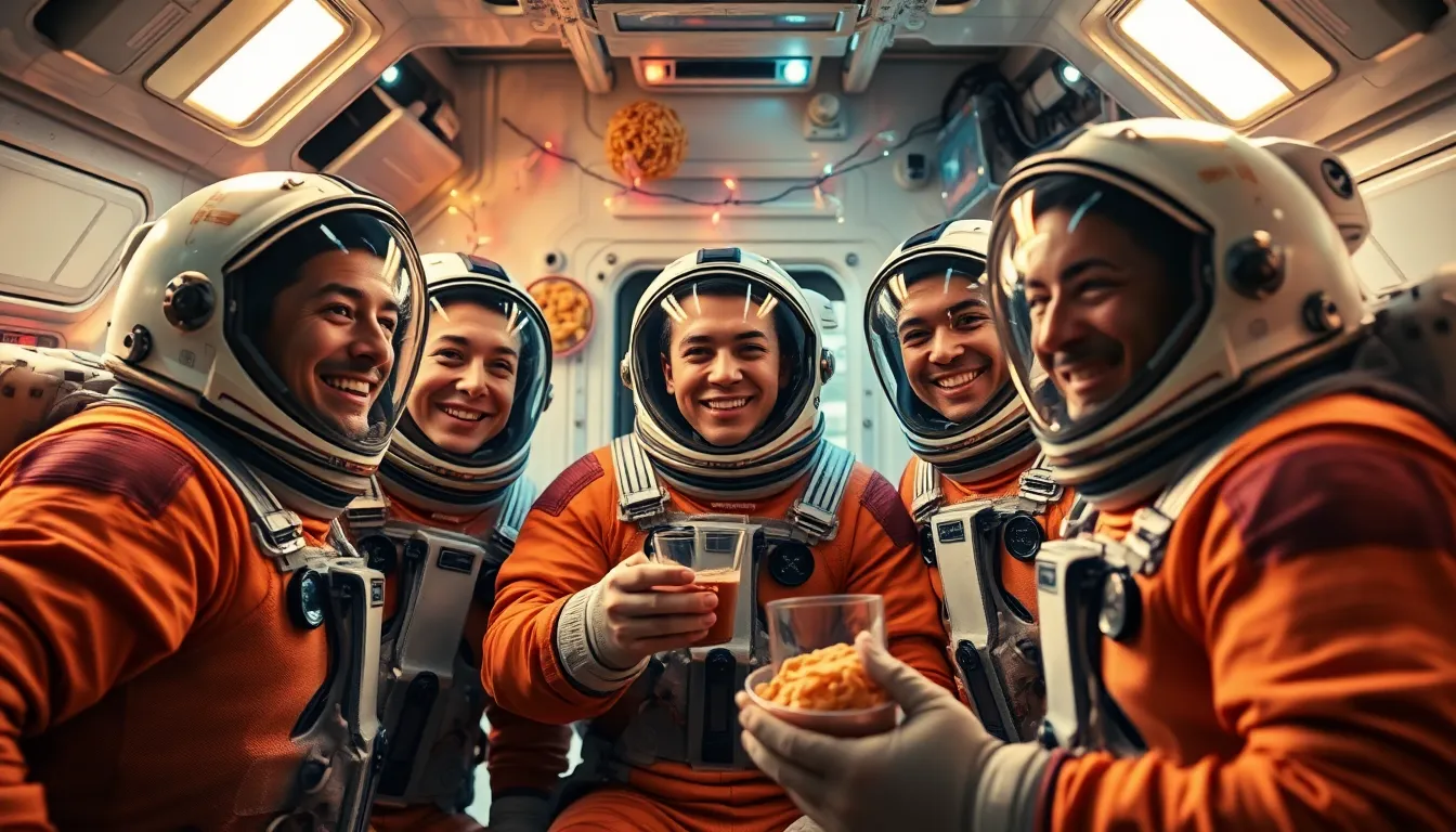 Astronauts Celebrating a Successful Space Mission