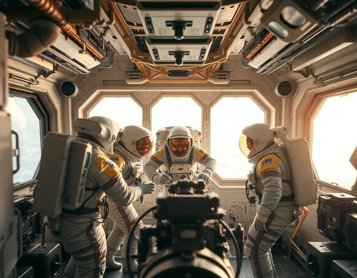 Astronauts Collaborating Inside the Space Station