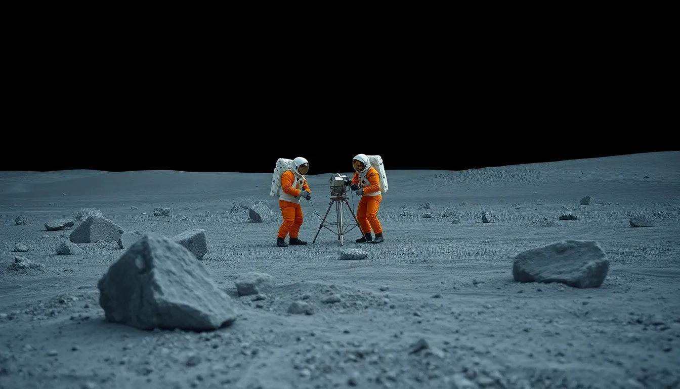 Astronauts Conducting Experiments on the Moon