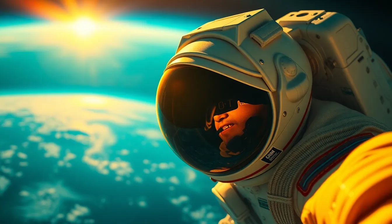Astronaut Floating Above Earth