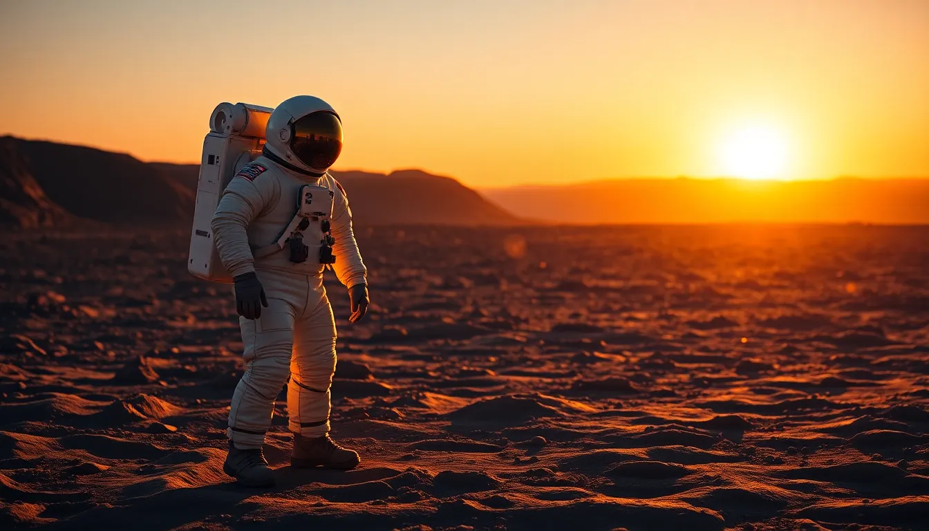 Astronaut Floating in Space with Earth Background A stunning image of an astronaut floating in the vastness of space, with Earth vividly depicted in the backdrop. The sunlight highlights the astronaut's suit, creating a captivating halo effect. The shallow depth of field adds to the tranquil atmosphere, allowing the viewer to feel the isolation of space. This photorealistic composition captures the beauty and serenity of space exploration.