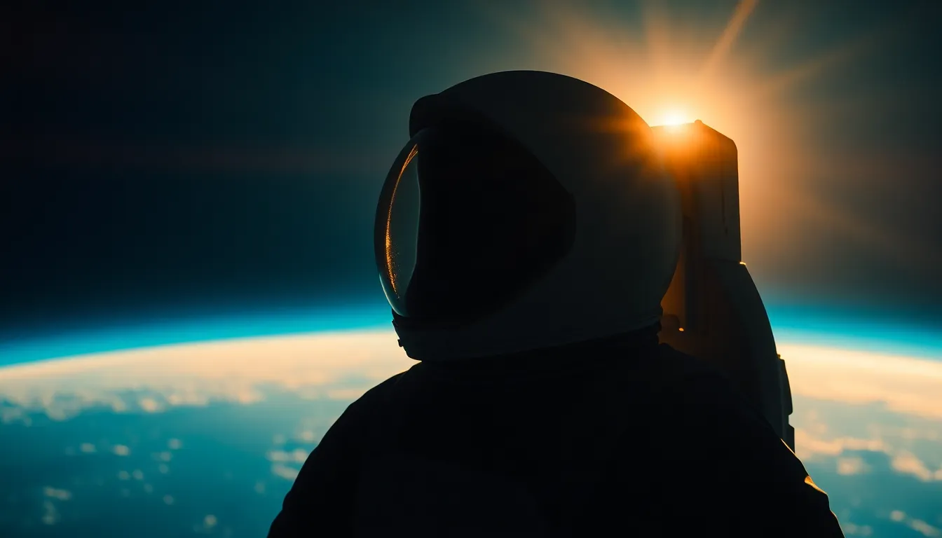 Astronaut Walking on Lunar Surface An astronaut explores the rugged terrain of the Moon, captured in stunning detail under diffused daylight. The image showcases the astronaut against the gray moon dust, with Earth looming in the background. The soft bokeh enriches the depth, while the colors create a cinematic feel, drawing the viewer into this otherworldly scene. Footprints in the lunar dust add an element of narrative, inviting exploration and discovery.