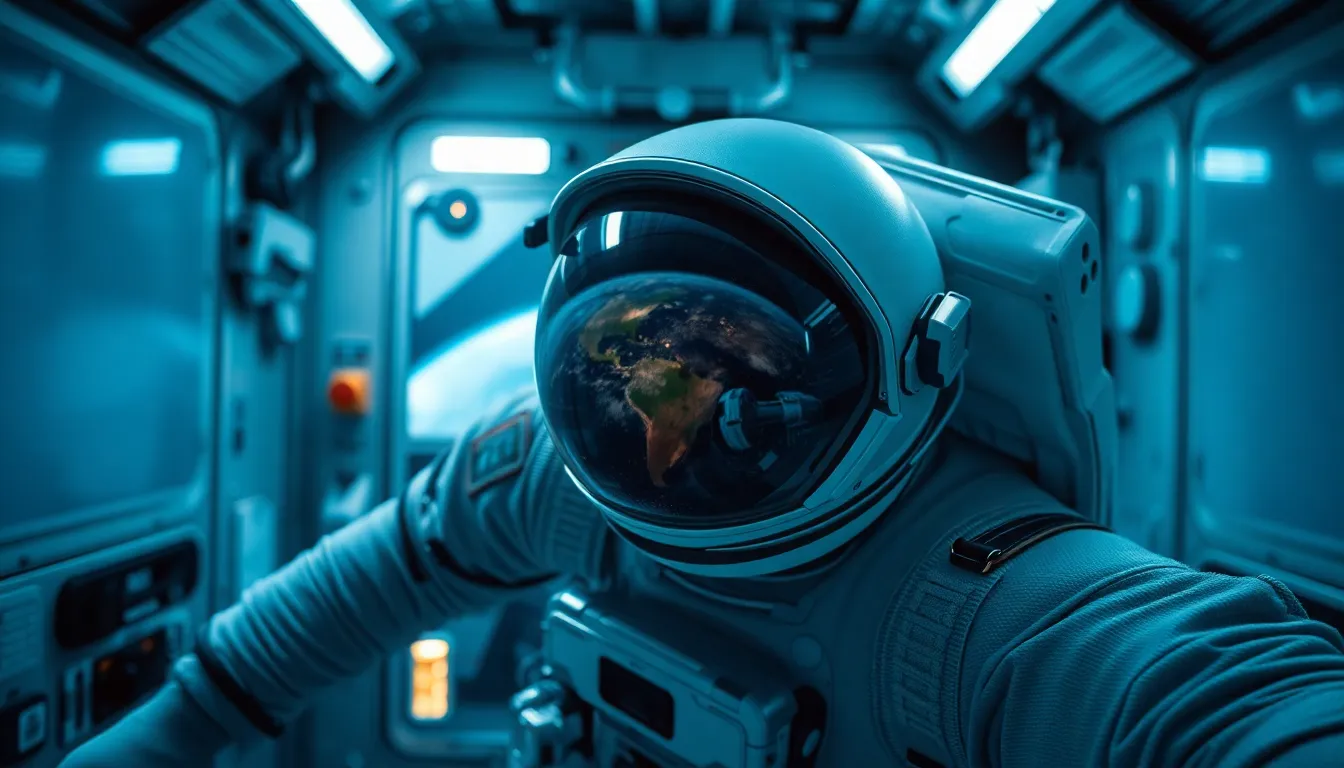 Astronaut Floating Inside the ISS