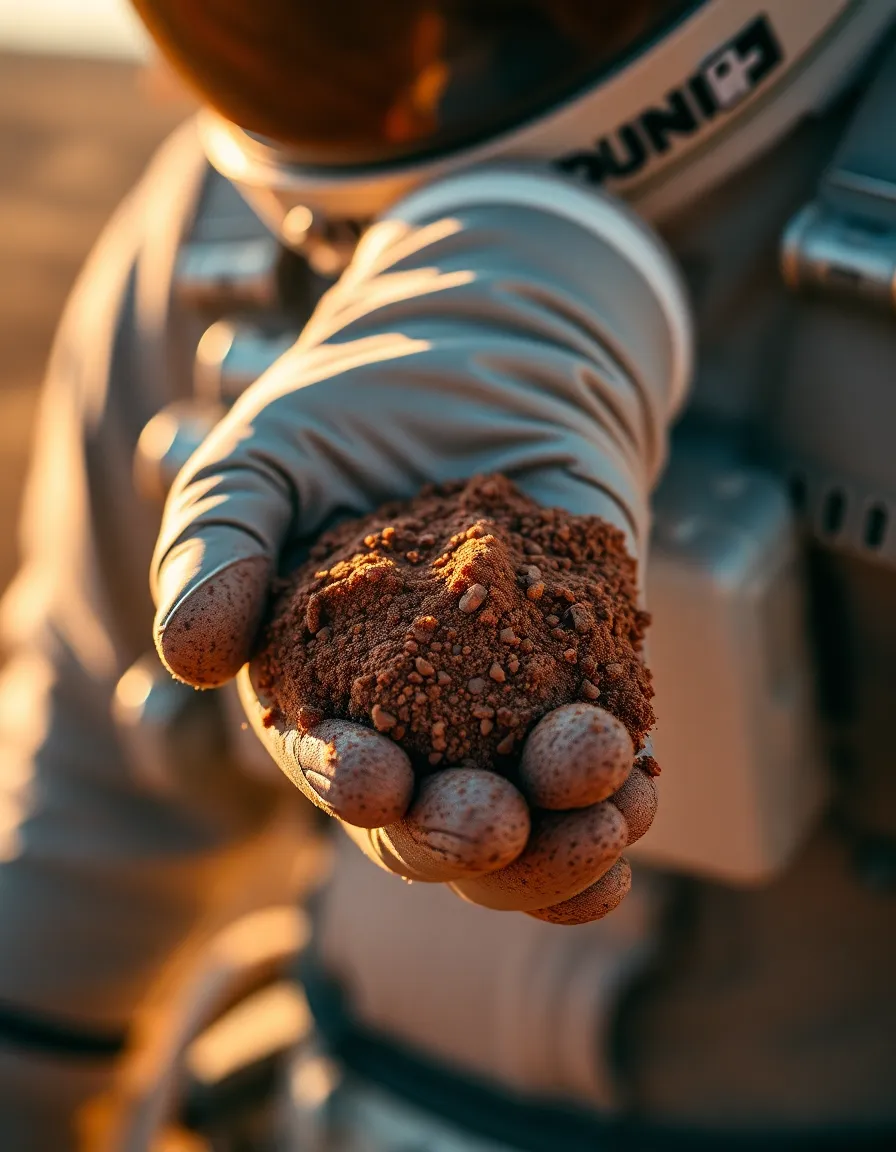 Astronaut Holding Martian Soil Sample
