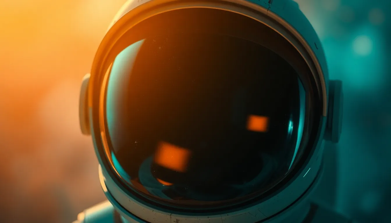 Close-Up of Astronaut Helmet in Space