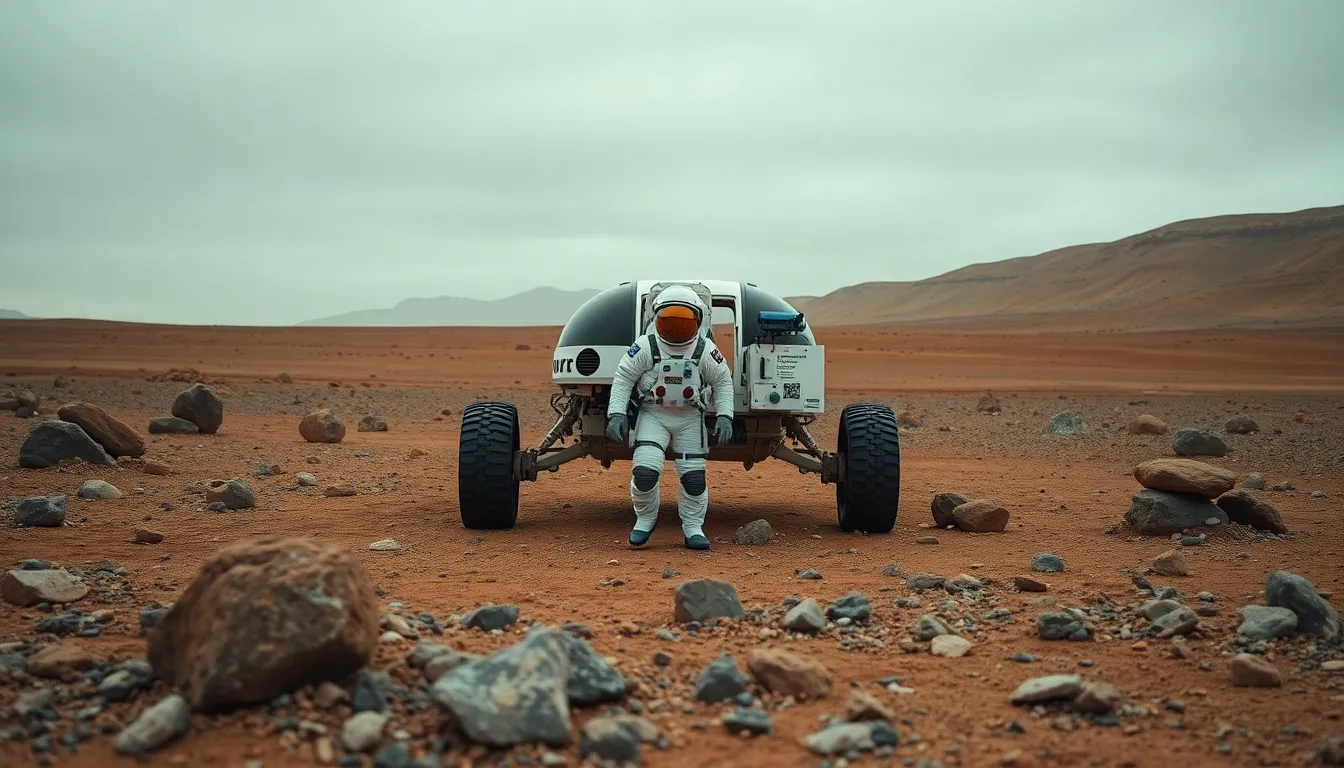 Astronaut Performing Experiment in Space Laboratory This dynamic image presents an astronaut focused on conducting an experiment in a high-tech space laboratory. Bright LED lights provide a sterile glow, emphasizing the futuristic environment. The astronaut is sharply in focus, showcasing their intricate suit and the details of the experiment, while the metallic surfaces in the background softly blur. A cool color palette enhances the modernity of the scene, drawing viewers into the fascinating world of space research and exploration.
