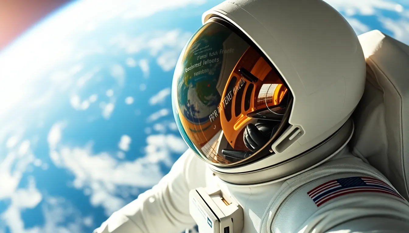 Astronaut in Orbit with Earth Background